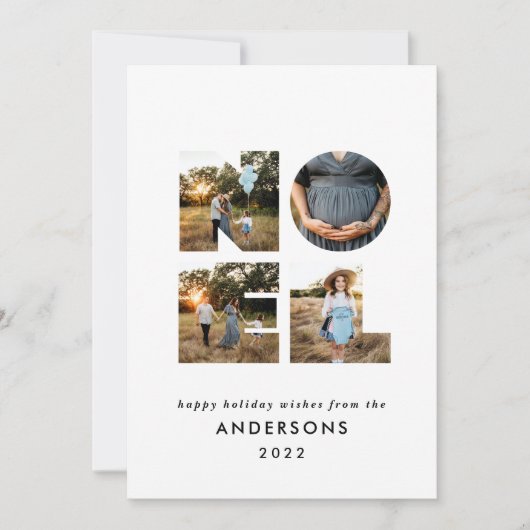 Nieuw kerstdapperse moderne 4 foto's simpele feest feestdagenkaart (Voorkant)