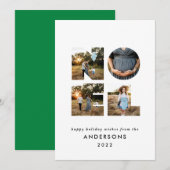 Nieuw kerstdapperse moderne 4 foto's simpele feest feestdagenkaart (Voorkant / Achterkant)