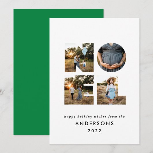 Nieuw kerstdapperse moderne 4 foto's simpele feest feestdagenkaart (Voorkant / Achterkant)