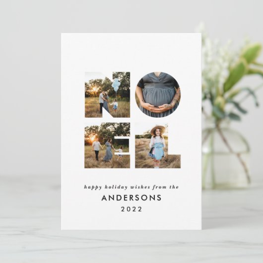 Nieuw kerstdapperse moderne 4 foto's simpele feest feestdagenkaart (Staand voorkant)