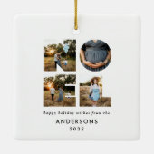 Nieuw kerstdapperse moderne 4 foto's simpele feest keramisch ornament (Achterkant)