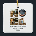 Nieuw kerstdapperse moderne 4 foto's simpele feest keramisch ornament<br><div class="desc">Een kleurrijke,  heldere,  leuke Noel kersttypografie met 4 foto's voor vakantie. Er zijn rode,  groene,  blauw van de marine,  zwarte en roze kleurpaden beschikbaar.</div>