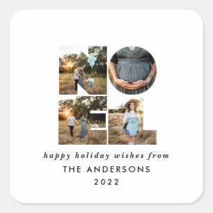 Nieuw kerstdapperse moderne 4 foto's simpele feest vierkante sticker