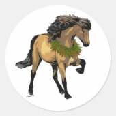 Nieuw kerstfeest IJslands paard Ronde Sticker (Voorkant)