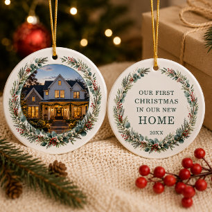Nieuw Kersthuis Persoonlijke Foto Keramisch Ornament
