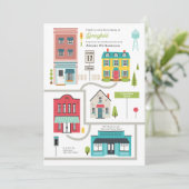 Nieuw Kind Buurt Stad Baby shower Kaart (Staand voorkant)