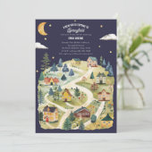 Nieuw Kind Hometown Waterverf Night Baby shower Kaart (Staand voorkant)