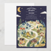 Nieuw Kind Hometown Waterverf Night Baby shower Kaart (Voorkant / Achterkant)