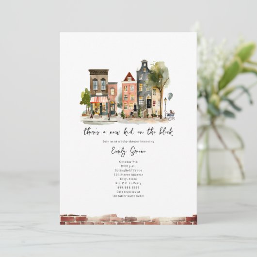 Nieuw Kind op de Block Waterverf Boy Baby shower Kaart (Staand voorkant)