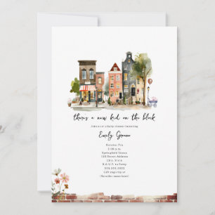 Nieuw Kind op de Block Waterverf Girl Baby shower Kaart