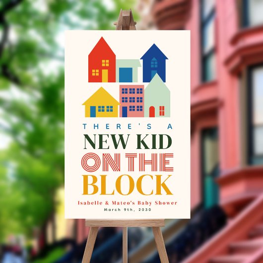 Nieuw Kind op het Block 6 Neutral Homes Baby showe Poster