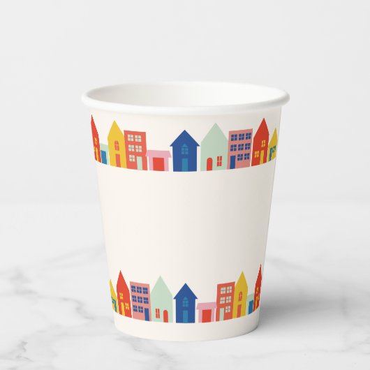 Nieuw Kind op het Block Buurt Baby shower Papieren Bekers (Achterkant)