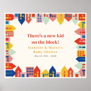 Nieuw Kind op het Block Buurt Baby shower Poster
