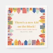 Nieuw Kind op het Block Buurt Baby shower Servet (Voorkant)