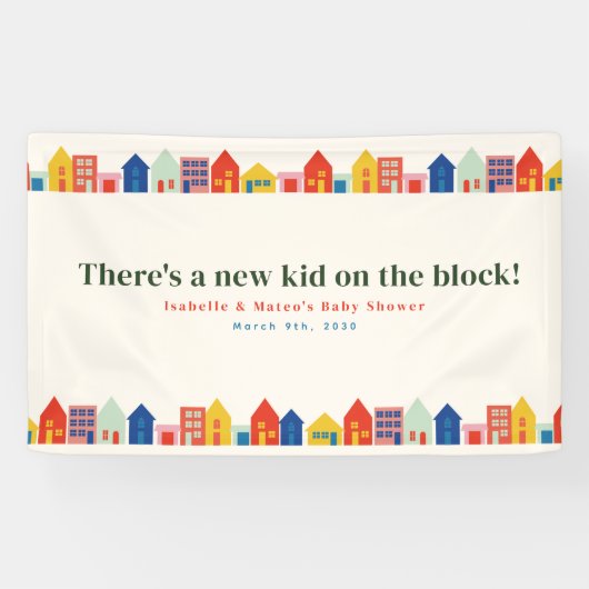 Nieuw Kind op het Block Buurt Baby shower Spandoek (Horizontaal)