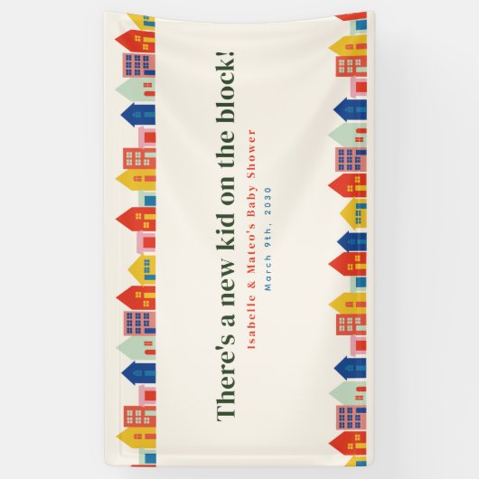 Nieuw Kind op het Block Buurt Baby shower Spandoek (Verticaal)