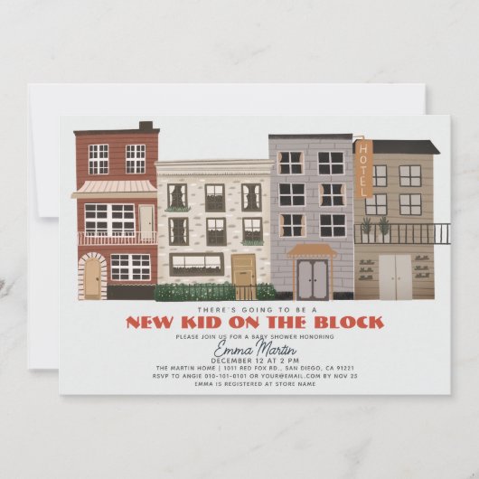 Nieuw Kind op het Block City Bldg Boy Baby shower Kaart (Voorkant)