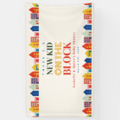 Nieuw Kind op het Block Neutral Homes Baby shower Spandoek (Verticaal)