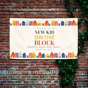 Nieuw Kind op het Block Neutral Homes Baby shower Spandoek