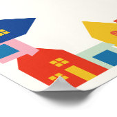 Nieuw Kind op het Block Neutral Huizen Baby shower Poster (Hoek)