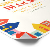 Nieuw Kind op het Block Neutral Huizen Baby shower Poster (Hoek)
