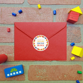 Nieuw Kind op het Block Neutral Huizen Baby shower Ronde Sticker