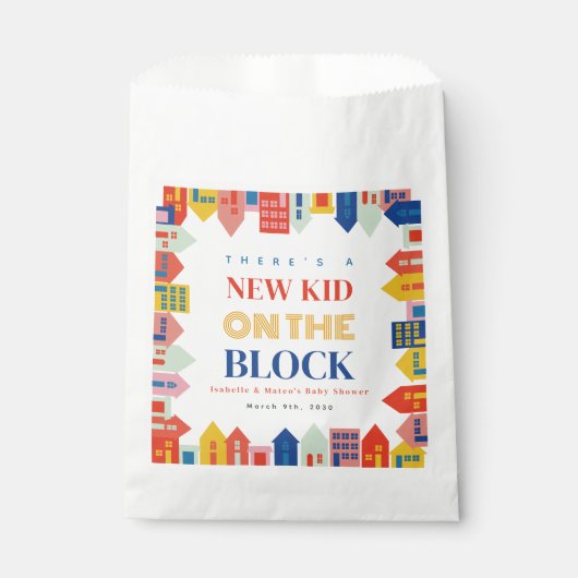 Nieuw Kind op het blok herbergt neutraal Baby show Bedankzakje (Voorkant)