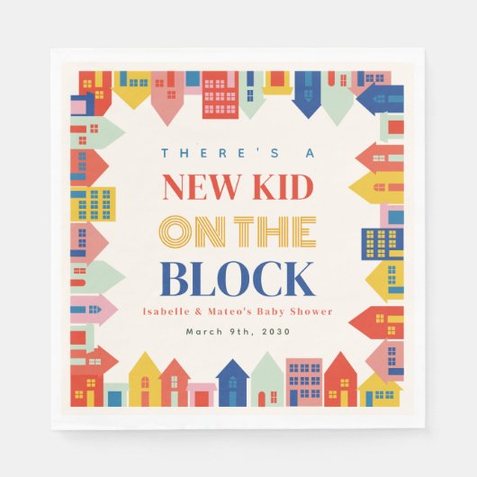 Nieuw Kind op het blok herbergt neutraal Baby show Servet (Voorkant)