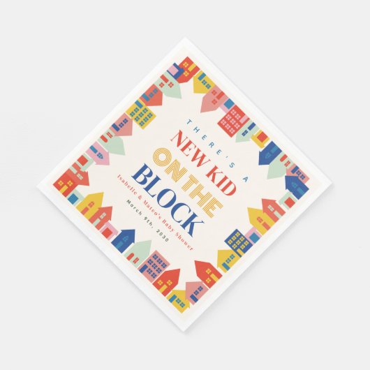 Nieuw Kind op het blok herbergt neutraal Baby show Servet (Hoek)