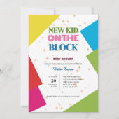 Nieuw Kind op het blok Kleurrijk Baby shower Kaart (Voorkant)