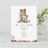 Nieuw Kind op het blokje Floral Girl Baby shower Kaart (Staand voorkant)