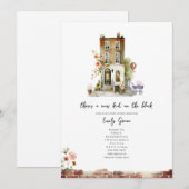 Nieuw Kind op het blokje Floral Girl Baby shower Kaart (Voorkant / Achterkant)