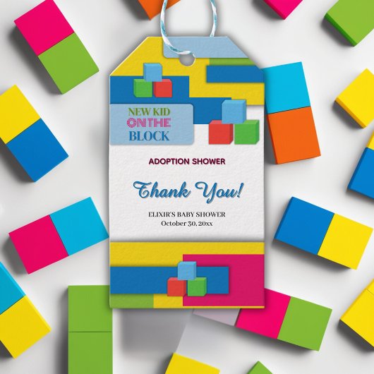 Nieuw Kind over blokadoptie bevordert Baby shower Cadeaulabel