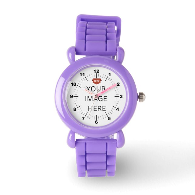 NIEUW! Kinderen horloge - gepersonaliseerd - Paars (Voorkant)
