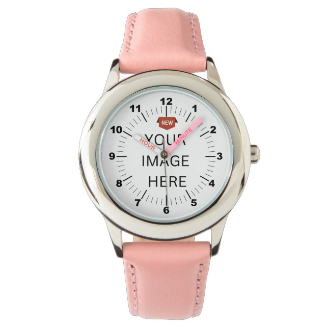NIEUW! Kinderen horloge - gepersonaliseerd - roze  (Voorkant)