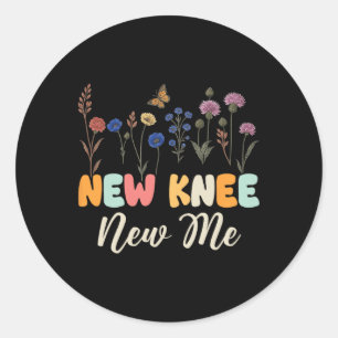 Nieuw knie nieuwe ik Grappige knieoperatie herstel Ronde Sticker
