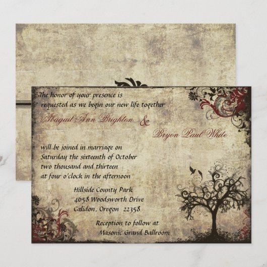 nieuw leven bruiloft uitnodiging in wijn (Voorkant / Achterkant)