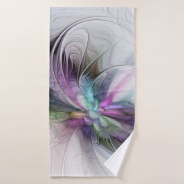 Nieuw leven, kleurrijke Abstracte fractale kunst F Badhanddoek
