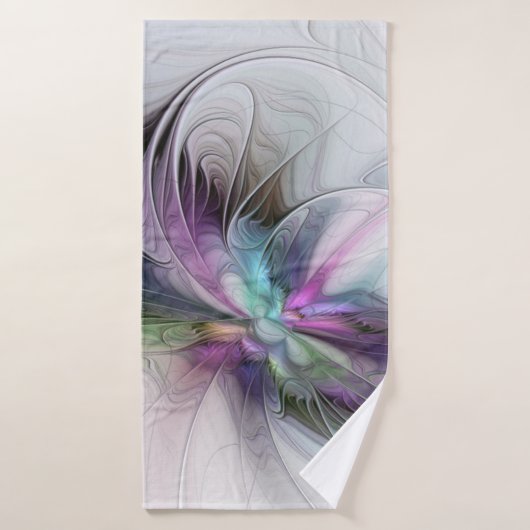 Nieuw leven, kleurrijke Abstracte fractale kunst F Badhanddoek (Badhanddoek)