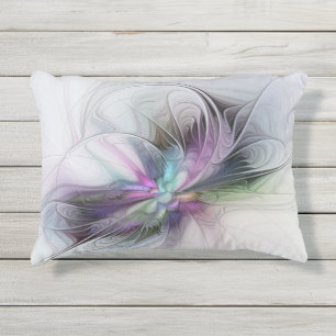 Nieuw leven, kleurrijke Abstracte fractale kunst F Buitenkussen