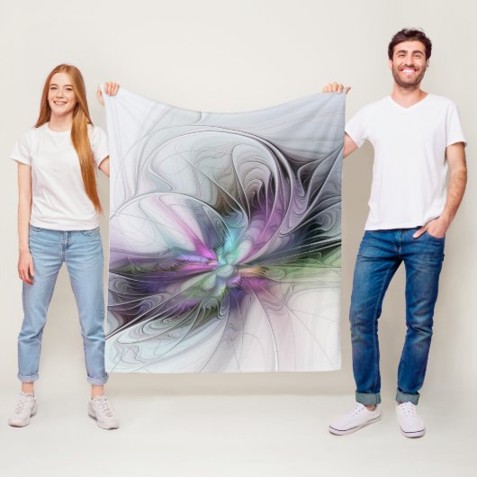 Nieuw leven, kleurrijke Abstracte fractale kunst F Fleece Deken (In situ)