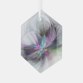 Nieuw leven, kleurrijke Abstracte fractale kunst F Glas Ornament (Voorkant links)