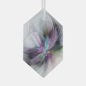 Nieuw leven, kleurrijke Abstracte fractale kunst F Glas Ornament (Voorkant Rechts)