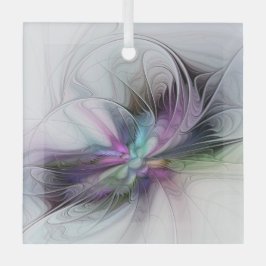 Nieuw leven, kleurrijke Abstracte fractale kunst F Glas Ornament