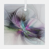 Nieuw leven, kleurrijke Abstracte fractale kunst F Glas Ornament (Achterkant)