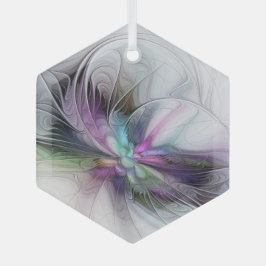 Nieuw leven, kleurrijke Abstracte fractale kunst F Glas Ornament