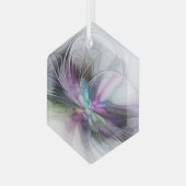 Nieuw leven, kleurrijke Abstracte fractale kunst F Glas Ornament (Voorkant links)