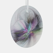 Nieuw leven, kleurrijke Abstracte fractale kunst F Glas Ornament (Voorkant Rechts)