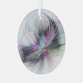 Nieuw leven, kleurrijke Abstracte fractale kunst F Glas Ornament (Voorkant links)