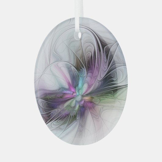 Nieuw leven, kleurrijke Abstracte fractale kunst F Glas Ornament (Voorkant links)